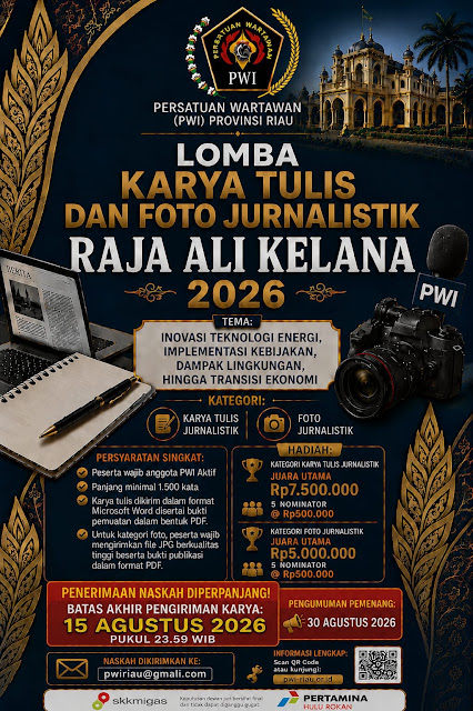 PWI Riau Perpanjang Batas Pengiriman Lomba Karya Tulis dan Foto Jurnalistik Raja Ali Kelana 2026