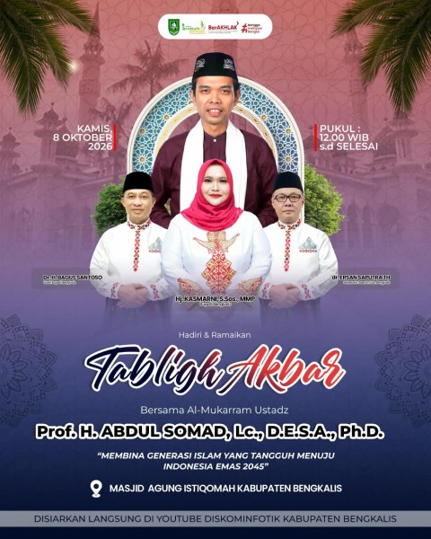 Pemkab Bengkalis Gelar Tabligh Akbar Bersama UAS di Masjid Agung Istiqomah