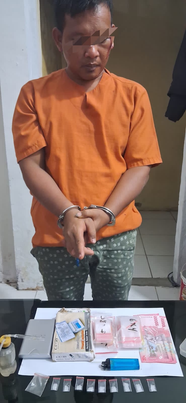 Polsek Perhentian Raja Tangkap Pelaku Narkoba yang Miliki 9 Paket Siap Edar