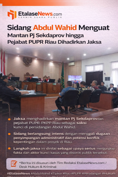 Sidang Abdul Wahid Menguat: Mantan Pj Sekdaprov hingga Pejabat PUPR Riau Dihadirkan Jaksa
