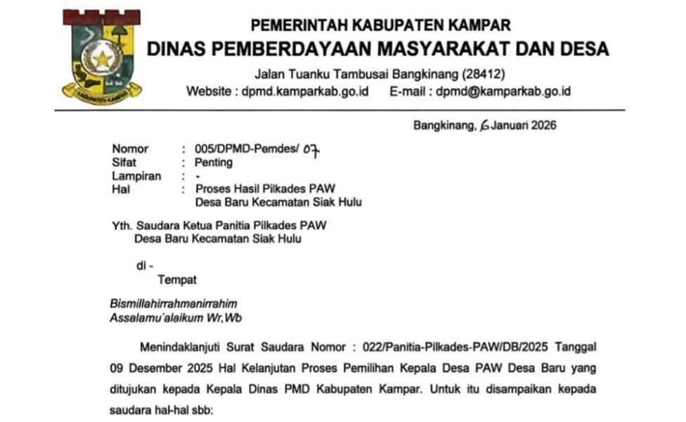Polemik Pilkades PAW Desa Baru Kampar, Ahli Hukum Sebut Gugatan PTUN tak Bisa Tunda Pelantikan