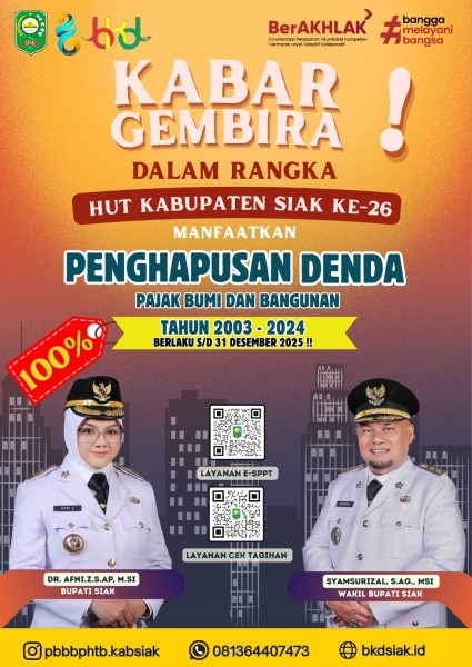 Ultah ke-26, Pemkab Siak Hapus Denda PBB untuk Warga