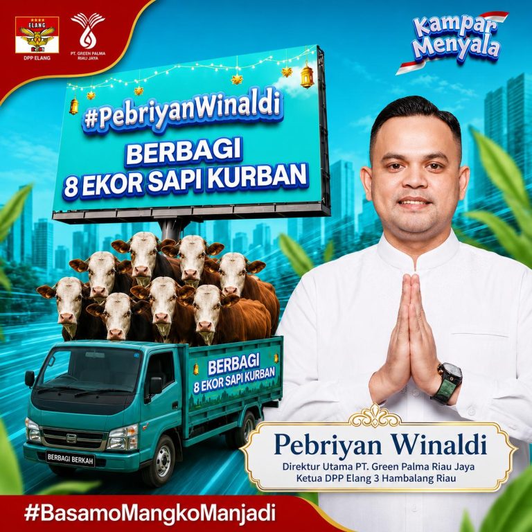 Ketua Elang 3 Hambalang Pebriyan Winaldi Salurkan 8 Ekor Sapi Qurban untuk Warga Riau Guna Perkuat Kepedulian Sosial