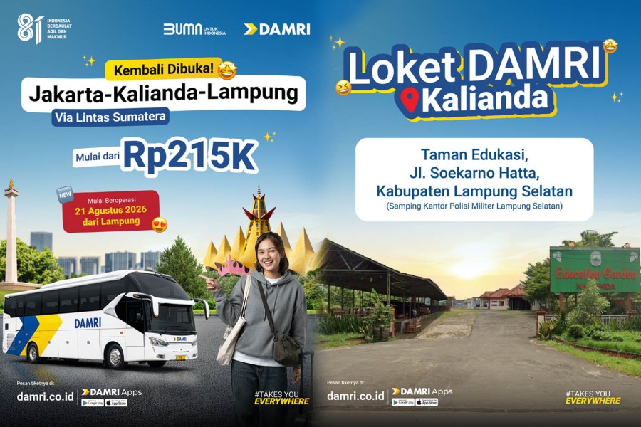 DAMRI Kalianda-Jakarta Kembali Beroperasi 21 Agustus, Tarif Mulai Rp215 Ribu