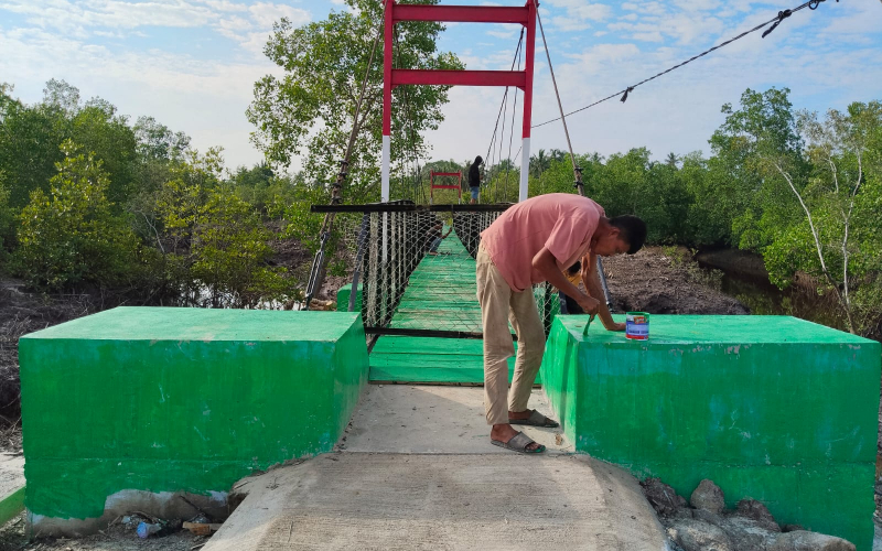 Finishing Jembatan Gantung Garuda Dikebut, Kodim 0320 Dumai Wujudkan Akses Penghubung Dua Kelurahan