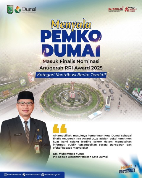 Pemko Dumai Masuk Finalis Anugerah RRI Award 2025 untuk Kategori Kontribusi Berita Teraktif