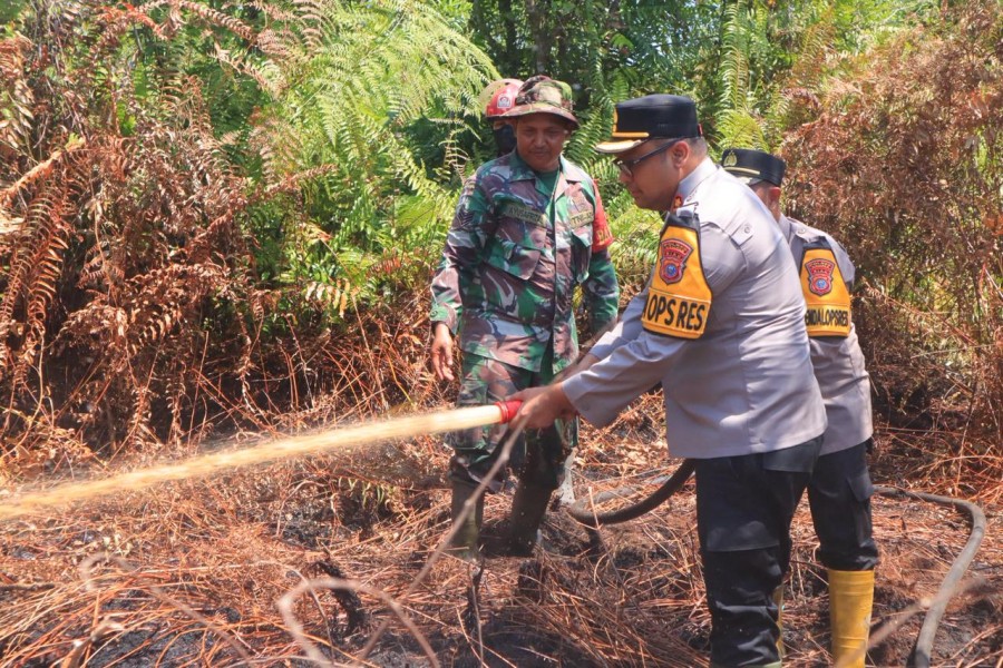 Kapolres Kampar Baru Langsung Tangani Karhutla di Rimbo Panjang, Pimpin Pemadaman Api!