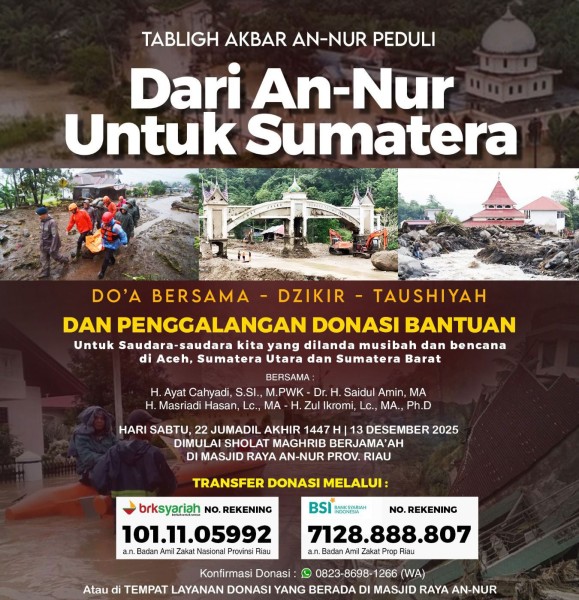 Besok! Pemprov Riau Gelar Tabligh Akbar untuk Galang Dana Korban Bencana Sumatera