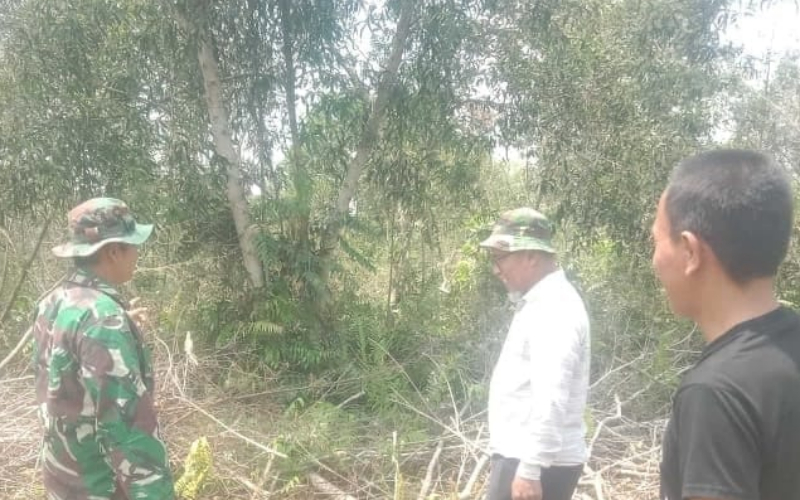 Patroli Karhutla oleh Babinsa Buluh Kasap Dilakukan di Sekitar Lahan Pertanian Warga