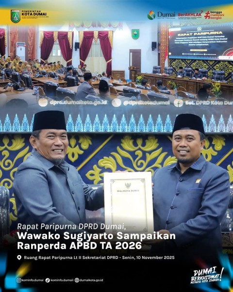 Wakil Wali Kota Dumai Hadiri Rapat Paripurna Penyampaian Ranperda APBD 2026