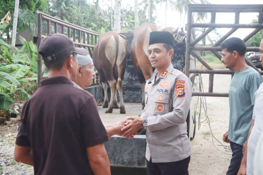 Sambut Idul Adha 1446 H, Polres Rokan Hulu Salurkan 15 Ekor Hewan Qurban