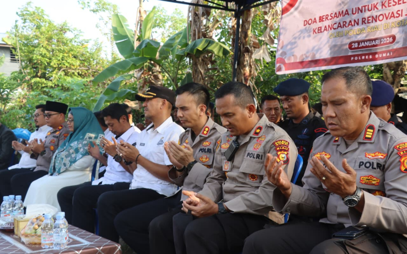 Dukung Kelancaran Pembangunan, Polda Riau dan Masyarakat Doa Bersama Renovasi Jembatan Merah Putih