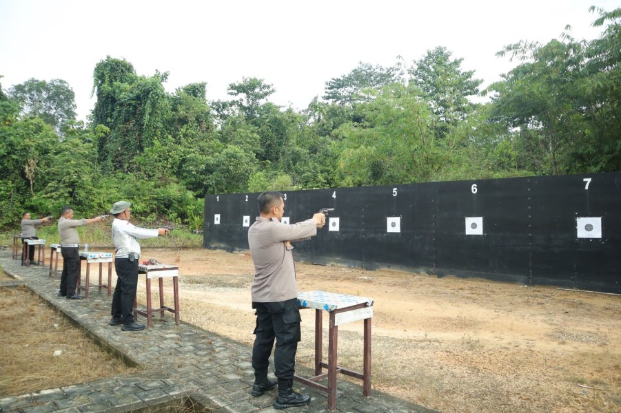 Tingkatkan Kemampuan Tim Raga dan Seleksi Peserta Menembak Kapolda Cup Hari Bhayangkara, Polres Inhu Gelar Latihan