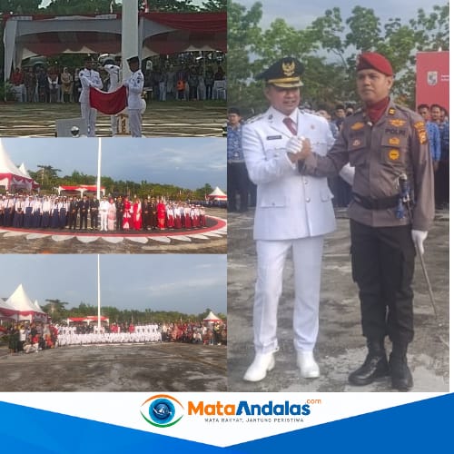 Wakil Bupati Husni Thamrin Pimpin Upacara Penurunan Bendera HUT ke-80 RI di Pelalawan