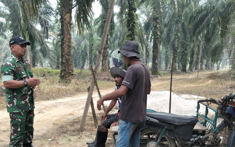Cegah Karhutla, Babinsa Koramil 02/Bukit Kapur Patroli dan Sosialisasi di Bagan Besar