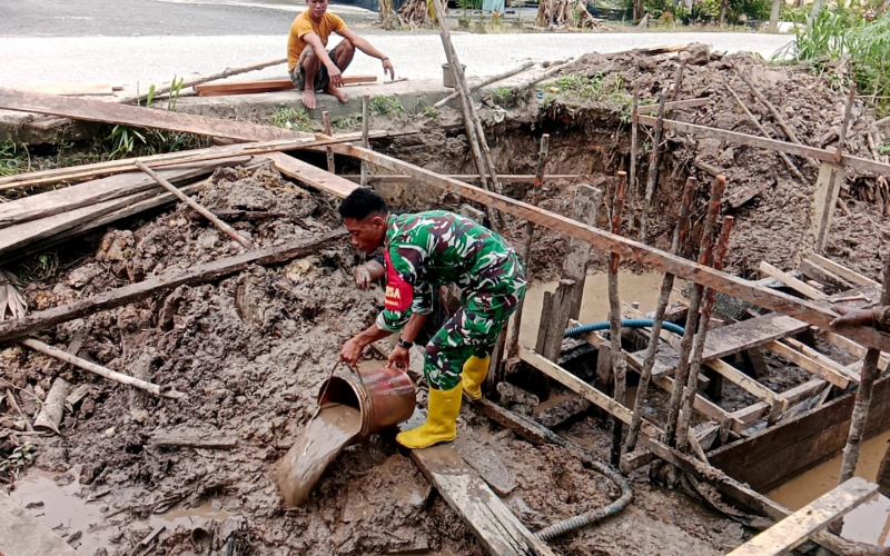 Kodim Dumai Pastikan Pembangunan Jembatan Beton di Jalan Seroja Terus Dikebut Demi Kelancaran Akses Warga