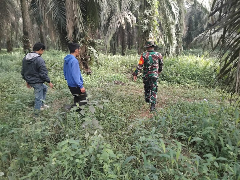 Babinsa Kopda Gunariadi Gelar Patroli Karhutla di Perawang Barat