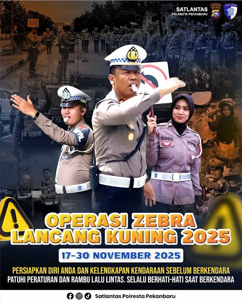 Operasi Zebra Lancang Kuning 2025 Digelar, Ini Lokasi Razia Tujuh Hari ke Depan