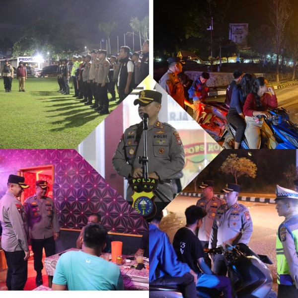 Jaga Kamtibmas Tetap Kondusif, Kapolres Pelalawan Pimpin Langsung Patroli Blue Light di Pangkalan Kerinci