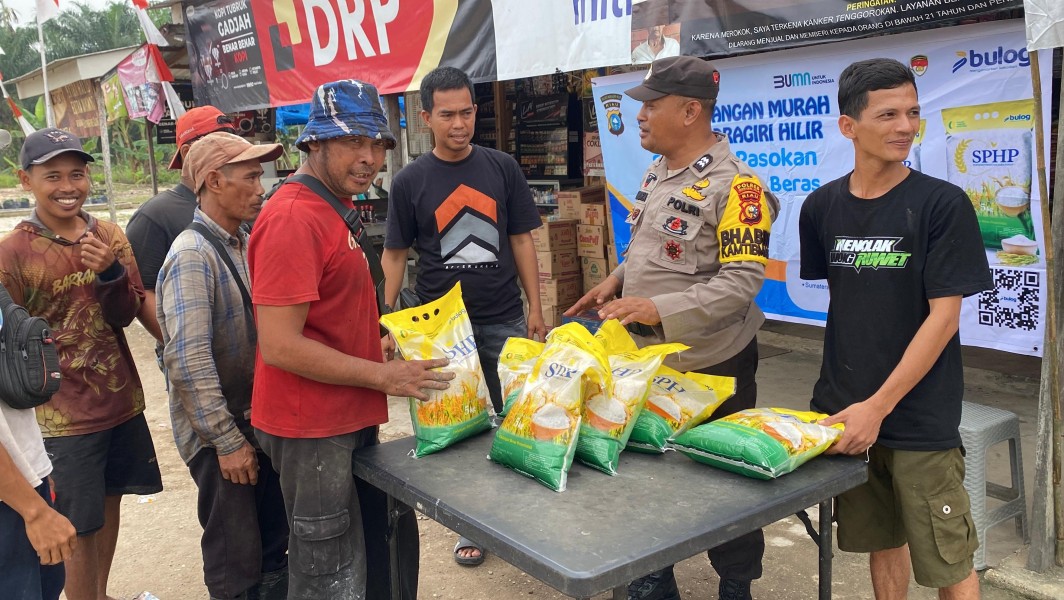 Polres Inhil Gelar Pangan Murah, 1 Ton Beras SPHP Disalurkan