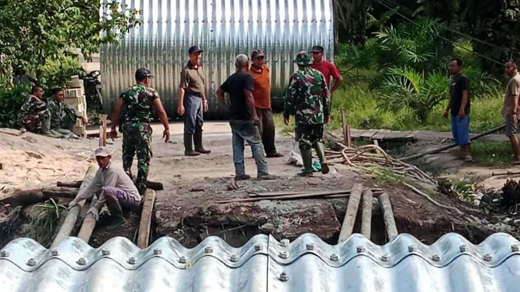 Wujud Kepedulian TNI, Pembangunan Jembatan Armco di Lubuk Gaung Masuki Tahap Lanjutan