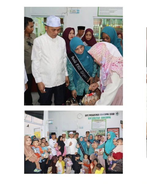 Bupati Inhil Bersama Ketua GINTAS Serahkan Bantuan untuk Anak Stunting dan Keluarga Berisiko di Kecamatan Concong
