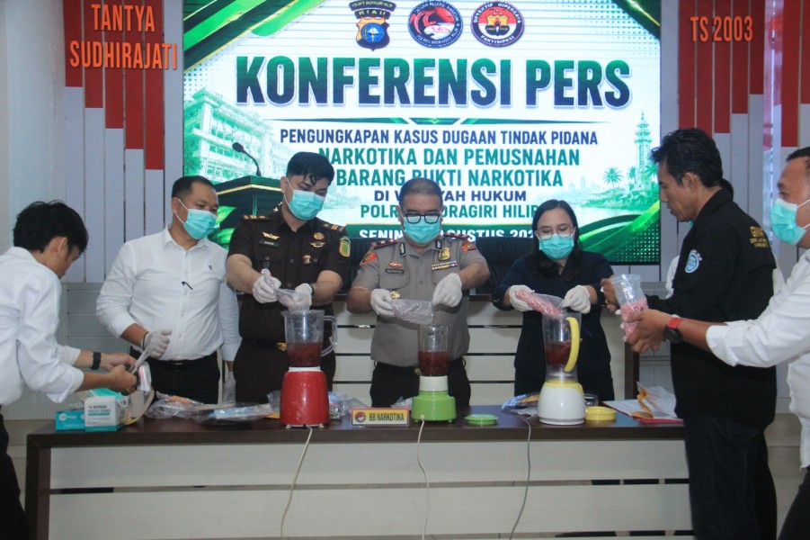 Polres Inhil Ungkap Lima Kasus Narkotika, Musnahkan 337,85 Gram Sabu dan 5.707 Butir Ekstasi