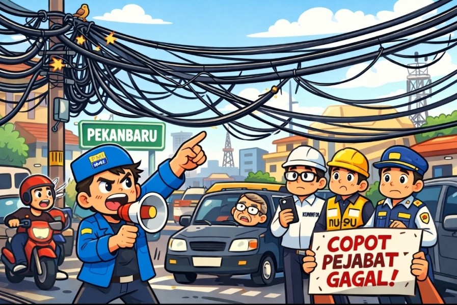 PMII Pekanbaru Soroti Kabel Semrawut, Desak Pemko Bertindak Tegas