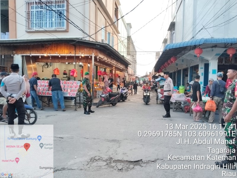 Babinsa Koramil 06/Kateman Bersama Polsek Kateman Gelar Operasi Tertib Ramadhan