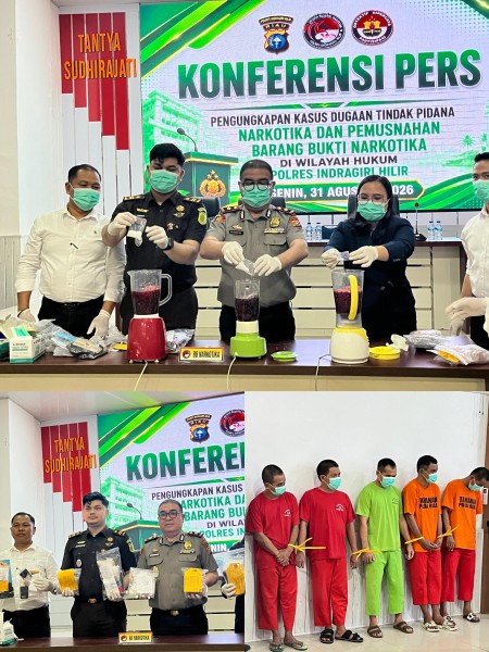 Sabu dan Ribuan Ekstasi Dihancurkan, Polres Inhil Beberkan 5 Kasus Narkoba