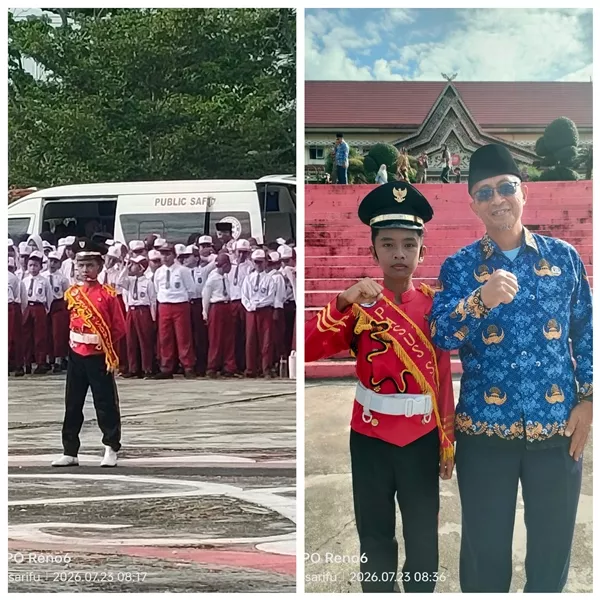 Hamdan Ali Rasyid, Utusan Siswa SDN 006 Tampil Memukau Saat Jadi Komandan Upacara di Peringatan HANI 2026