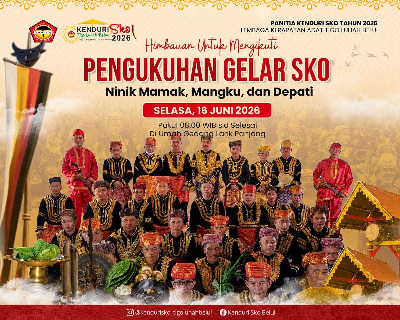 Prosesi Sakral Kenduri Sko Belui, 29 Ninik Mamak, Pemangku dan Depati Resmi Dikukuhkan