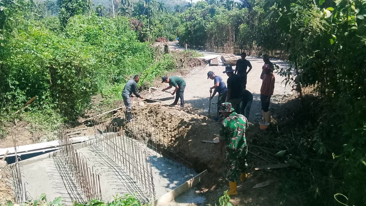 Satgas TMMD Kodim 0102/Pidie Kebut Pembangunan Box Culvert Jalan Pertanian