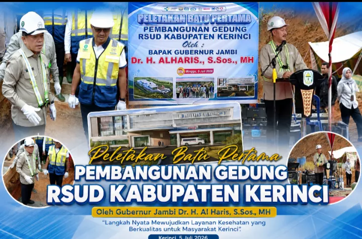 Gubernur Al Haris Letakkan Batu Pertama RSUD Kerinci, Tonggak Baru Peningkatan Layanan Kesehatan