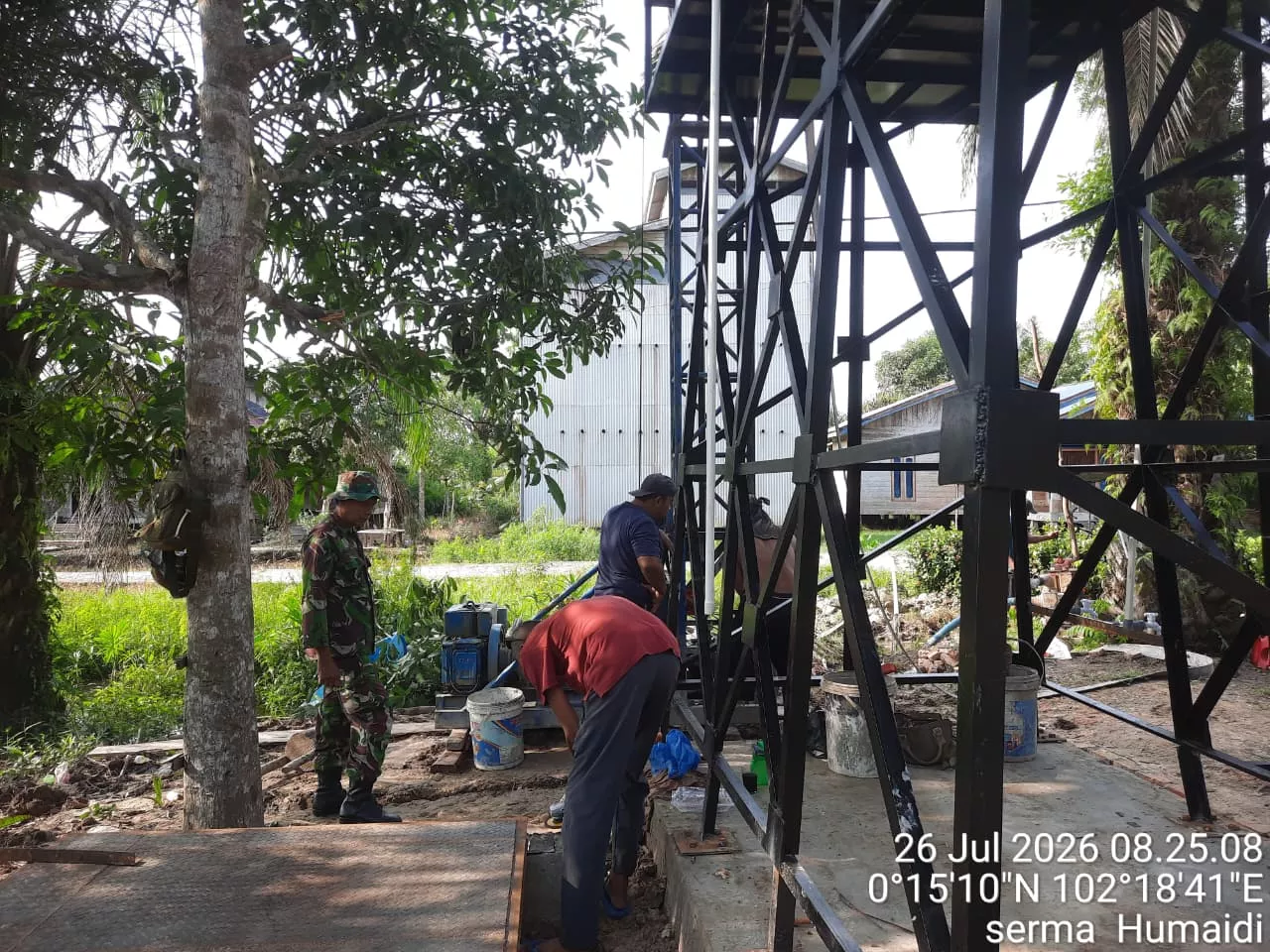 Air Bersih Sebentar lagi Hadir, Satgas TMMD Ke-129 Kodim 0313/KPR Mulai Pengeboran Sumur Bor di Pangkalan Terap