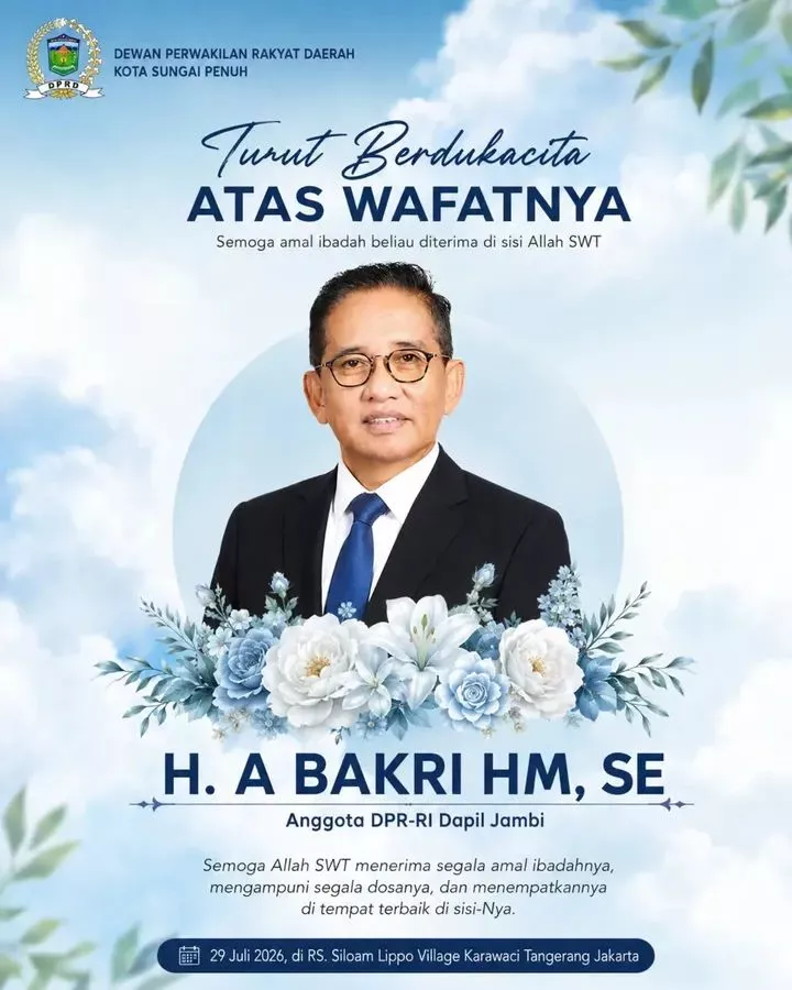 DPRD Kota Sungai Penuh Sampaikan Duka Mendalam atas Wafatnya H. A. Bakri HM, SE