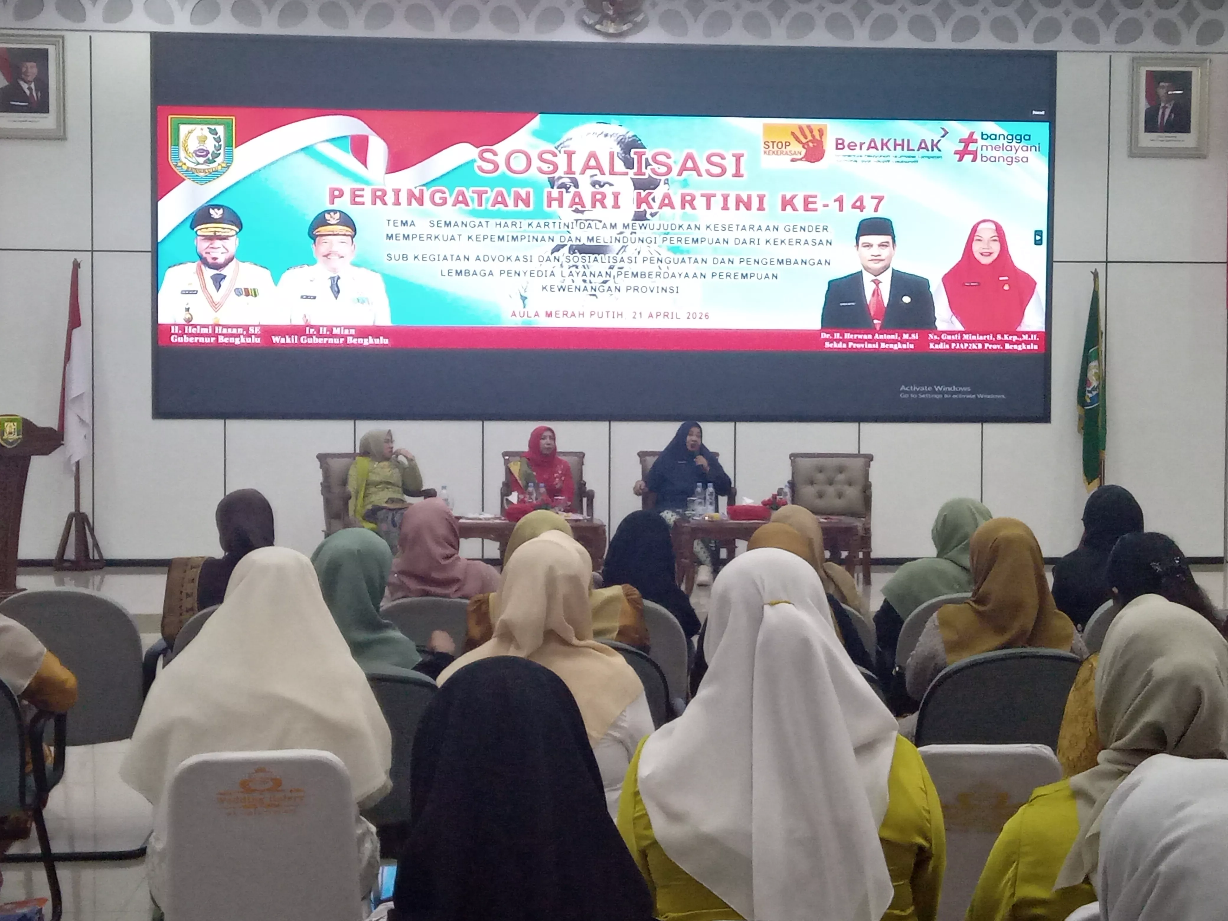 Pemprov Bengkulu Gelar Sosialisasi Hari Kartini ke-147, Perkuat Peran Perempuan dan Cegah Kekerasan