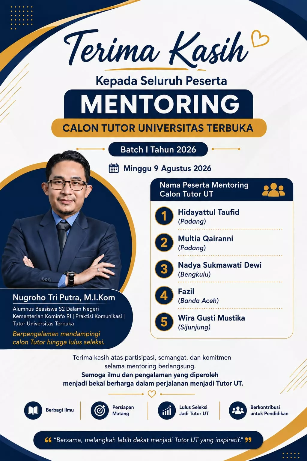 Mentoring Calon Tutor Universitas Terbuka Batch I 2026 Bekali Peserta Hadapi Seleksi