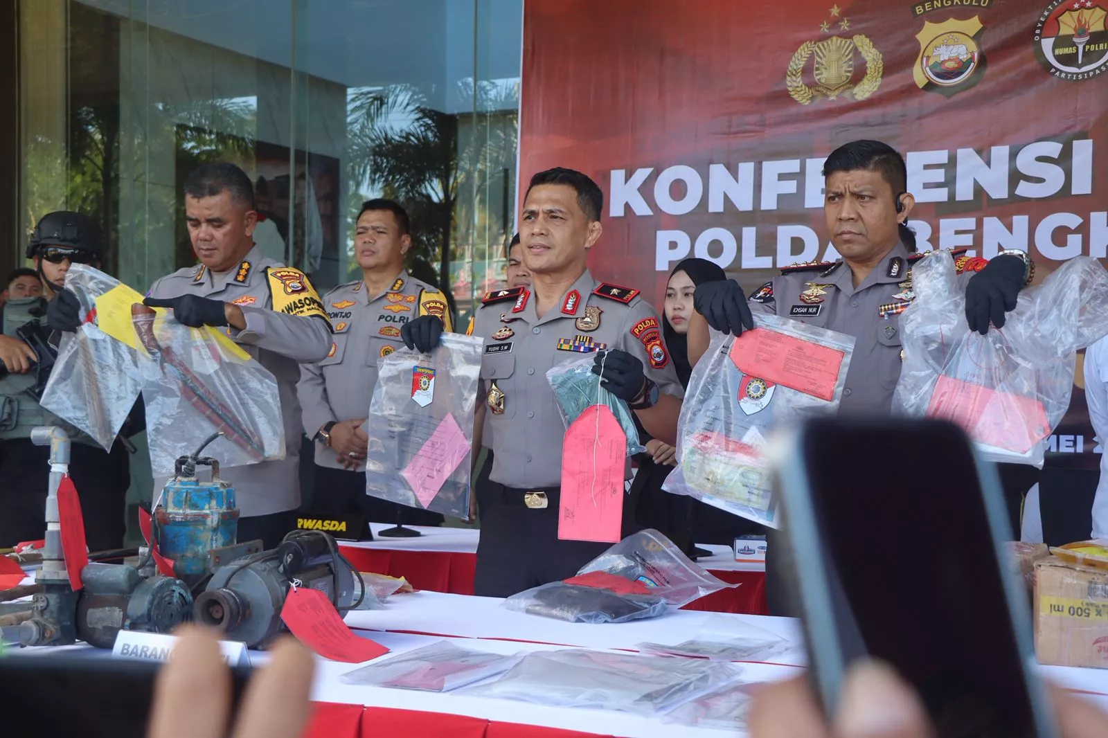 Konferensi Pers Kasus 3C, Polda Bengkulu Ungkap Ratusan Kasus Curat, Curas, dan Curanmor