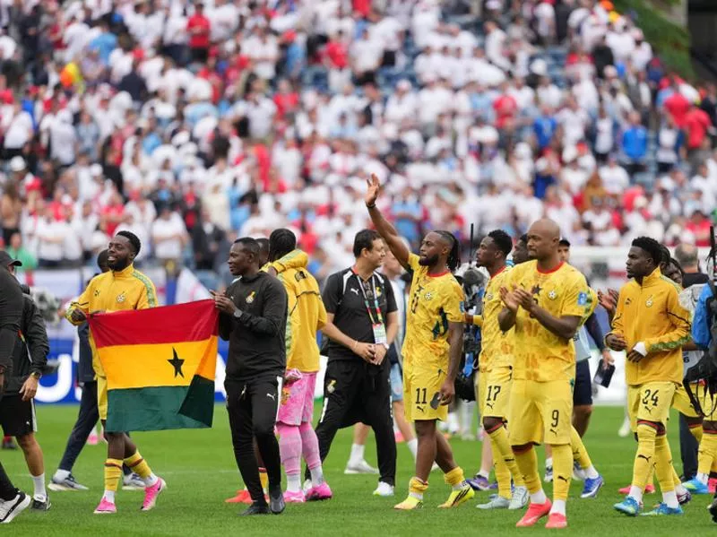 Suporter Sepak Bola Ghana Rayakan Hasil Imbang Melawan Inggris di Piala Dunia 2026