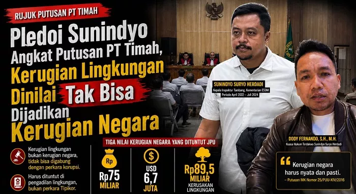 Pembelaan Sunindyo Angkat Putusan PT Timah, Sebut Kerugian Lingkungan Bukan Ranah Tipikor