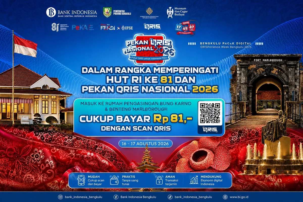 QRISperience Week Bengkulu 2026, Wisata Sejarah Cukup Bayar Rp81 Pakai QRIS