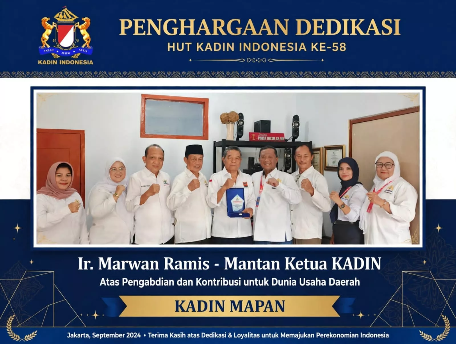 Marwan Ramis Raih Penghargaan di Momentum HUT KADIN ke-58 pada Rapimnas Se-Indonesia