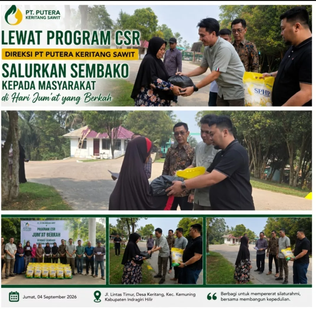 Lewat Program CSR, Direksi PT Putera Keritang Sawit Salurkan Sembako kepada Masyarakat di Jumat Berkah