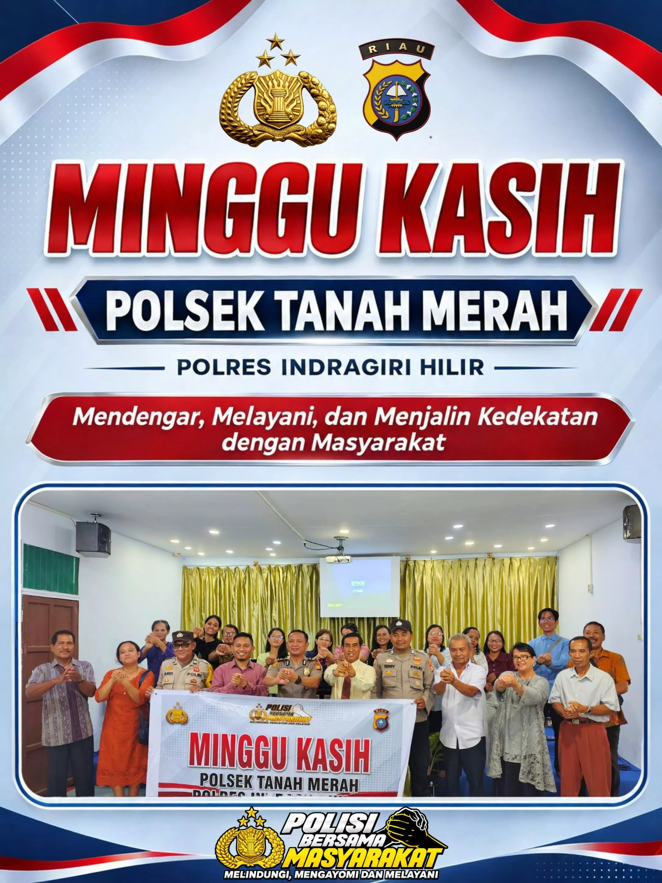 Personel Polsek Tanah Merah melaksanakan pengamanan ibadah Minggu Kasih di Gereja POUK Efata Sambu Group
