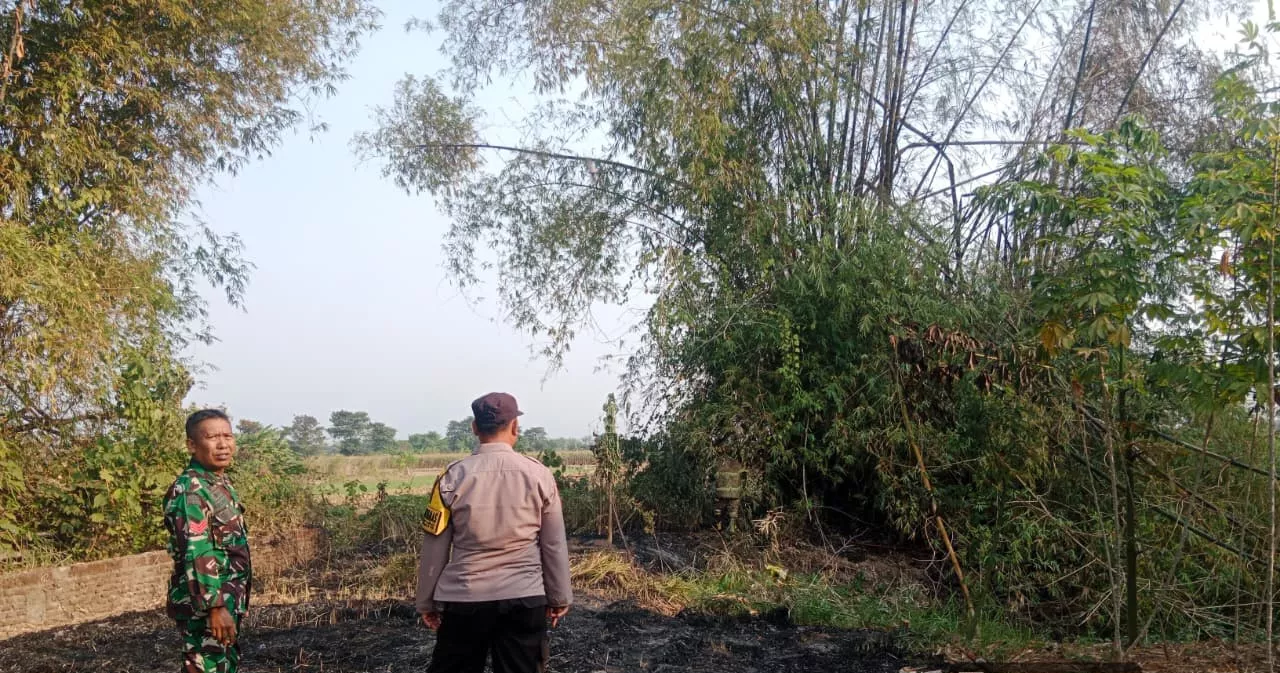 Babinsa dan Damkar Padamkan Kebakaran di Curahmalang Jombang
