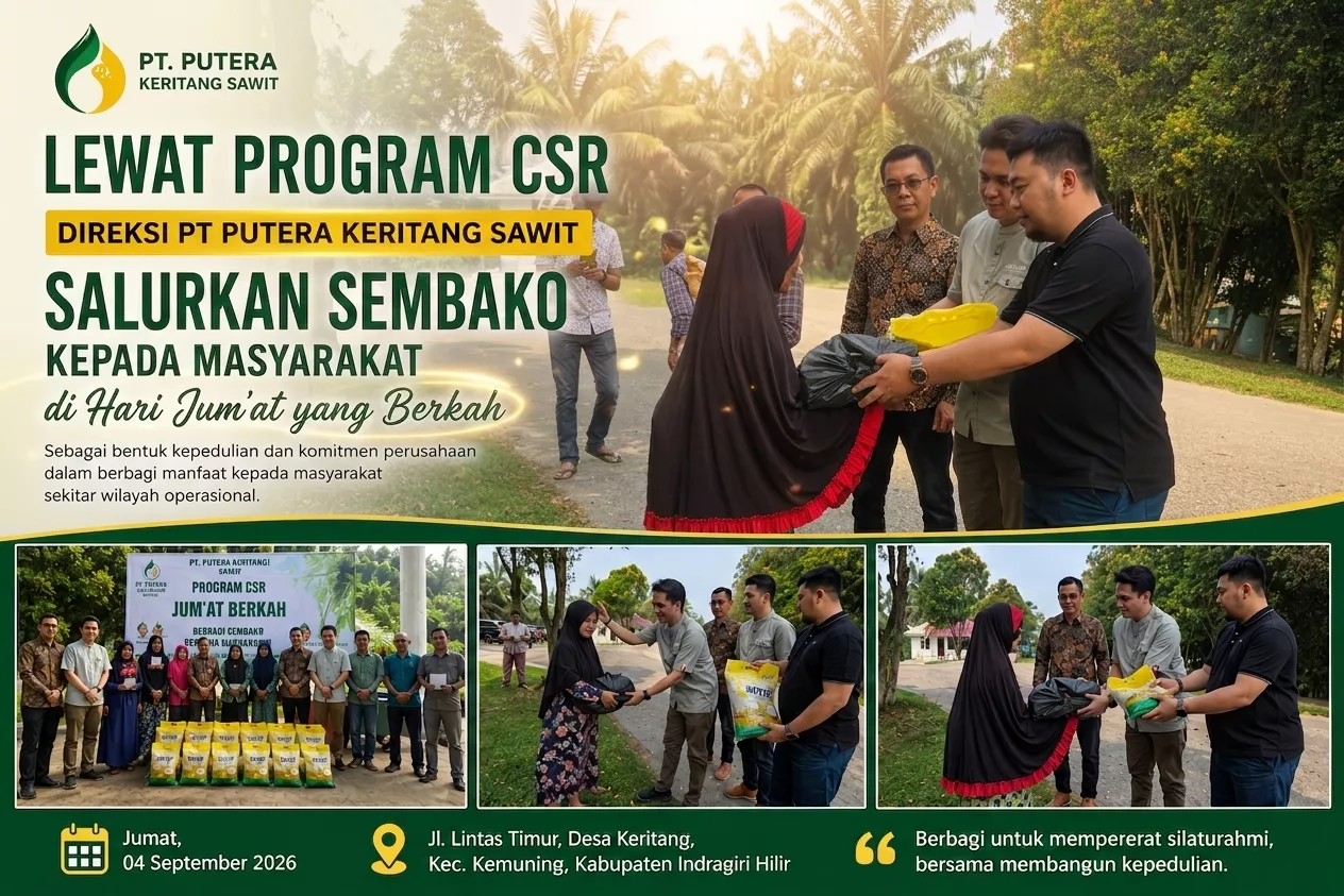 Lewat Program CSR, Direksi PT Putera Keritang Sawit Salurkan Sembako kepada Masyarakat di Jumat Berkah