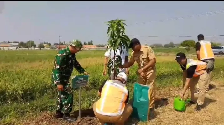 Babinsa Koramil Kesamben Tanam Pohon di Desa Carangrejo