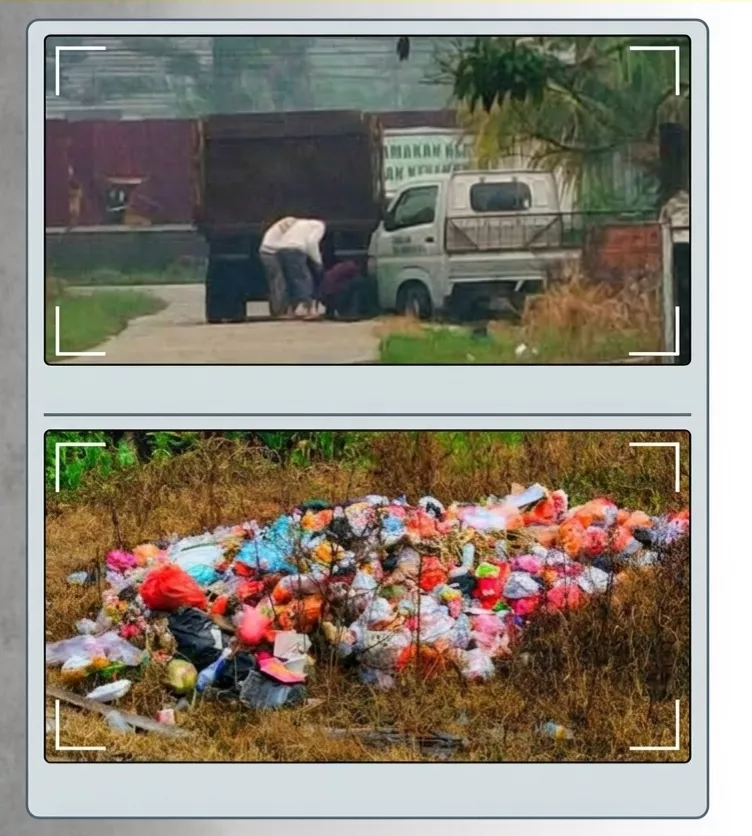 Diduga Mobil DLHK Inhil Buang Sampah di Jalan H. Chalid, Warga Minta Kadis Perhatikan Kinerja Anggota