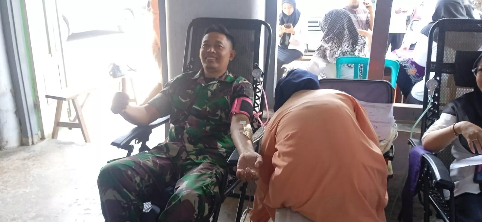 Koramil Megaluh Hadiri Donor Darah Peringatan Maulid Nabi Muhammad SAW 